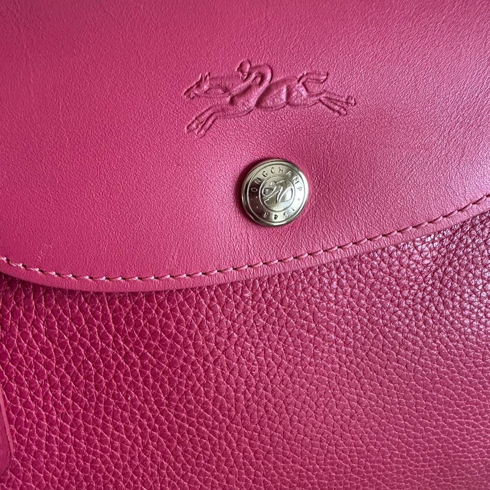 French-Girl Weekender  Longchamp LE Pliage Barbie Pink Leather Bag & Strap - Picture 7 of 11